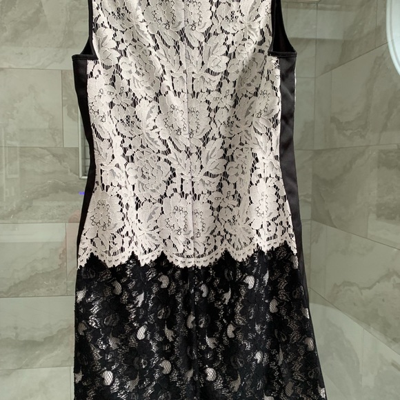 Lace dress with tuxedo stripe detail. - Picture 4 of 4
